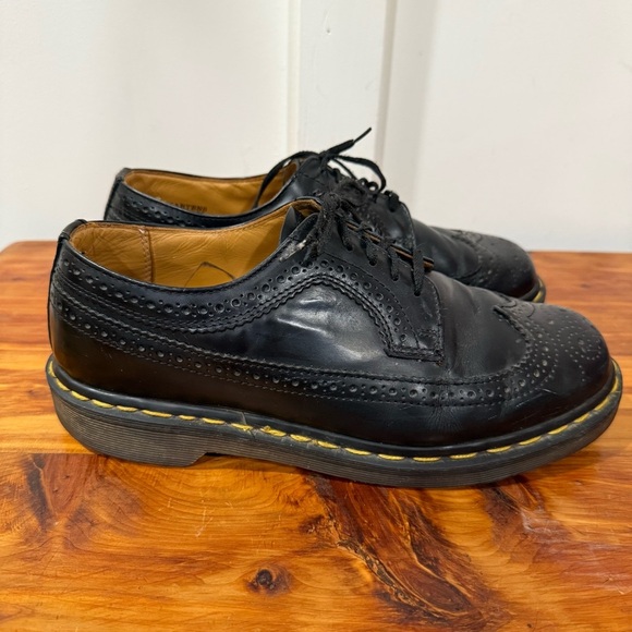 Dr Martens 3989 Brogue Yellow Stitch Smooth Leather Black Loafers main image 9